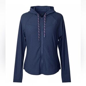 Title Nine Vital Full Zip Hoodie Large L Blue Jacket Hooded Lightweight Top